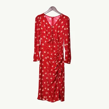 

Women Dress 2020 Spring Summer New Drawstring Asymmetric Retro Dress