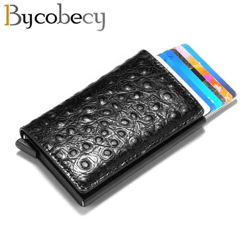 Bycobecy мини-кошелек, модный крокодиловый узор, держатель для карт, Мужской и Женский Смарт-кошелек, бизнес многофункциональный держатель для ID