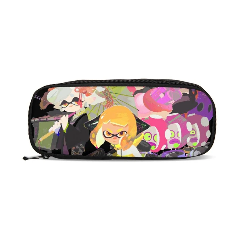 Кошельки с персонажами мультфильмов для мальчиков, модный пенал Splatoon2 с принтом, пенал на молнии, пенал для карандашей, студенческий подарок, офисный мужской стационарный кошелек хранилище, сумка - Цвет: Серый