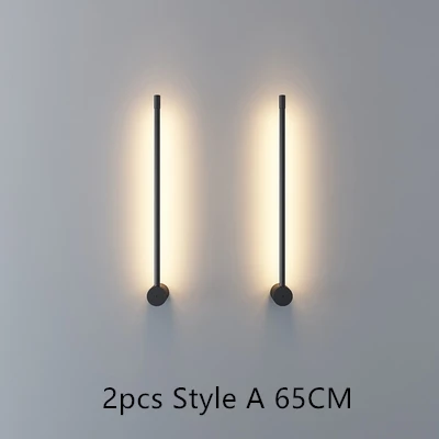 2pcs 65CM Минималистичные Настенные светильники из алюминия для гостиной, спальни, комнаты, линейный настенный светильник для кухни, коридора, прохода, светодиодный настенный светильник - Цвет абажура: 2pcs 65CM