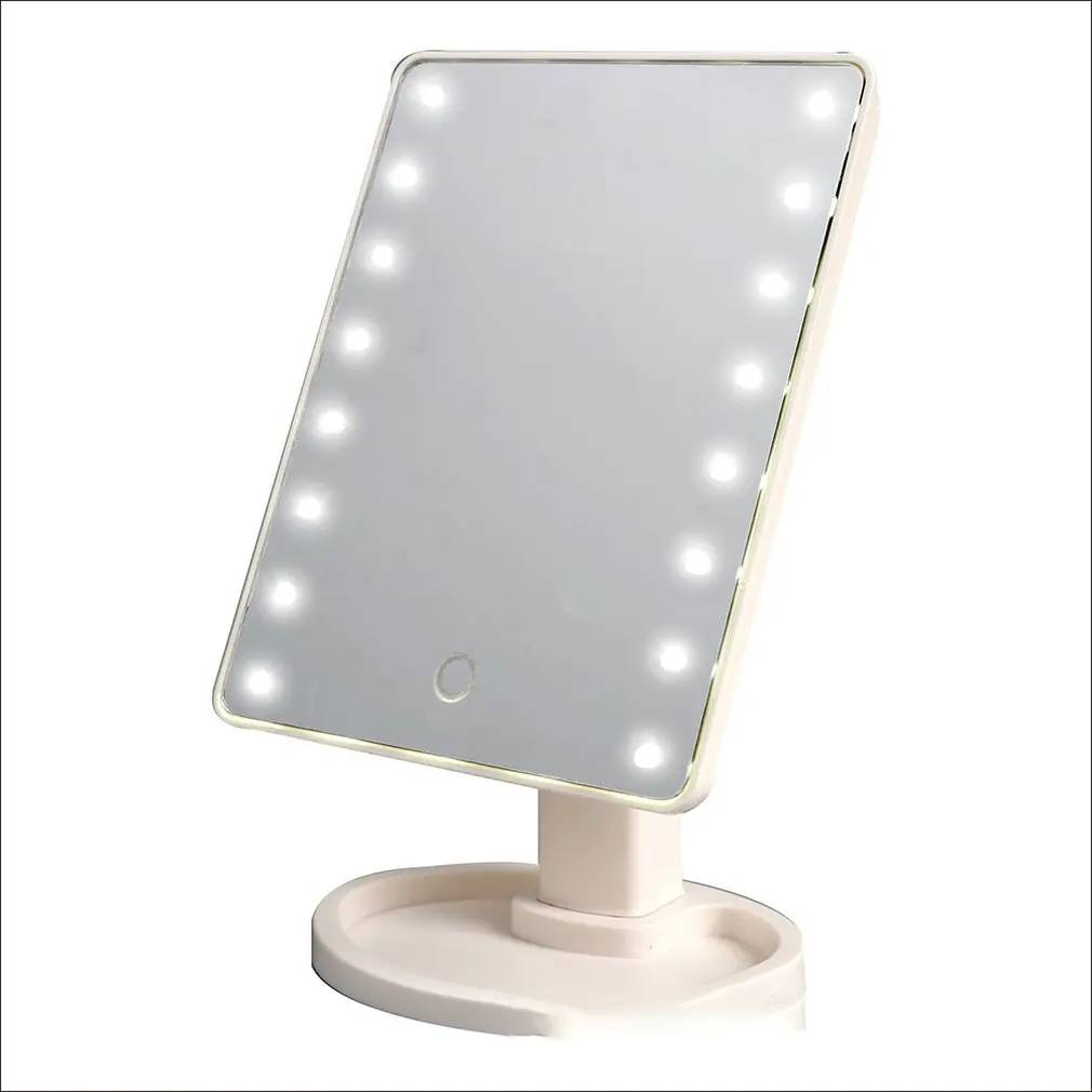 Make-Up Mirror With 16 Leds Cosmetic Mirror With Touch Dimmer Battery Operated Stand For Tabletop Bathroom Travel