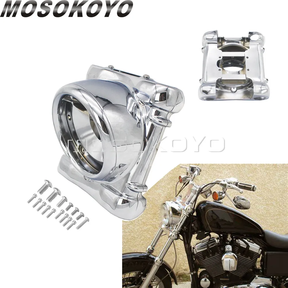 Хромированный комплект налобных фар для мотоцикла Harley Sportster Dyna Super Glide Sport FXD FXDC FXDX