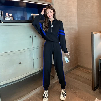 

Fashion women's suit 2020 winter new wide-leg pants + casual sweater knit two-piece hot sale