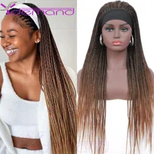 Y demanda bandana caixa de tranças peruca ombre marrom longo trançado africano peruca sintética trança cabelo beleza para mulher/homem