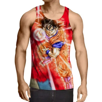 

KISSQIQI KISSQIQI Men Vest 3D Printed Vest Dragon Ball Short Sleeve New Fashion Sport Pullover Summer Tops Tees Maximum Size