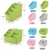 Plaited Organizer Makeup Storage Box Cosmetics Desk Holder Plastic Rattan for Home Office Phone Remoter Four Five Checks 2