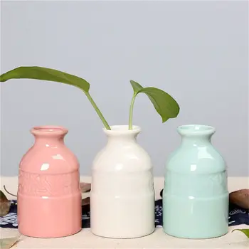 

3pcs ceramic vase creative home office decoration desktop flowers simple crafts ceramic aromatherapy bottle (blue; pink; white 1