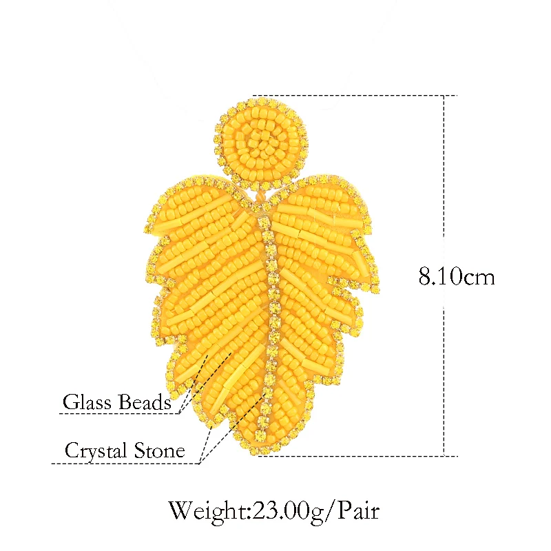 Earrings Za Boho Glass Beads handmade drop earrings for women Yellow Size