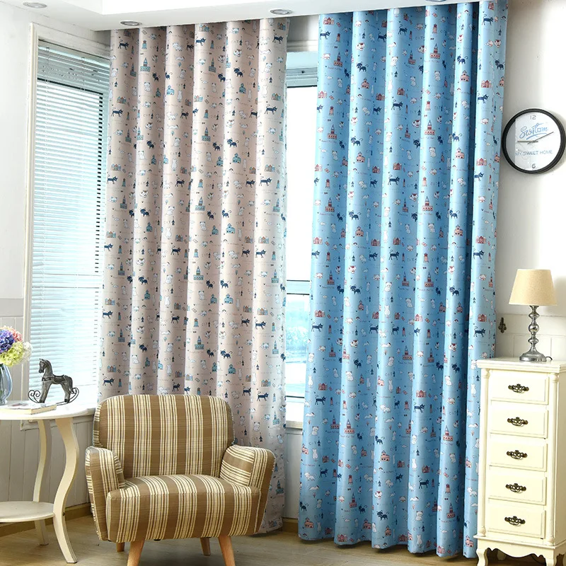 British Cat Printing Single-Sided Shading Curtain Children's Room Bedroom Cartoon Soft Window Screen | Дом и сад
