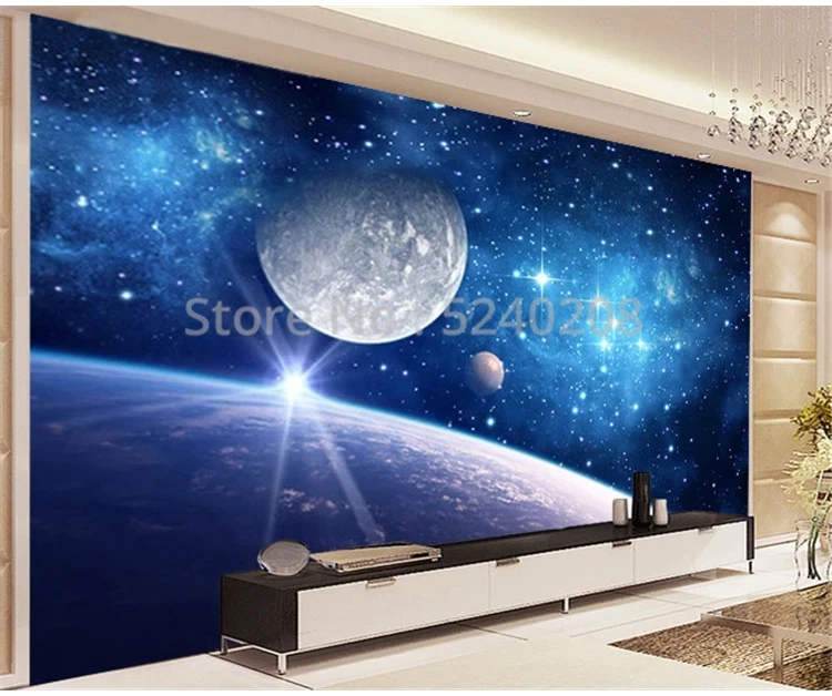 ZHIHANYU 3D Blue Earth Wall Stickers Planetary Universe Starry Sky Scene Wall Decals Removable Wall Mural Decals for Kids Bedroom Ceiling Living Room Nursery Size:(16 x 23inches )