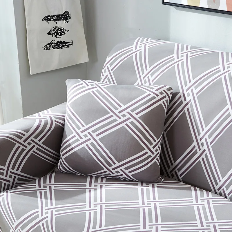 Microfine  Cover Sofa Printed Full Package Elastic Sofa Cover Modern Simplicity Sofa Set Living Room Furniture Double-seat Sofa