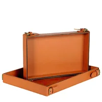 Leather Tray Nordic Creative Belt Buckle Metal Tray Round Decorative Plate Rectangular Home Storage Sample Room Decorations 1