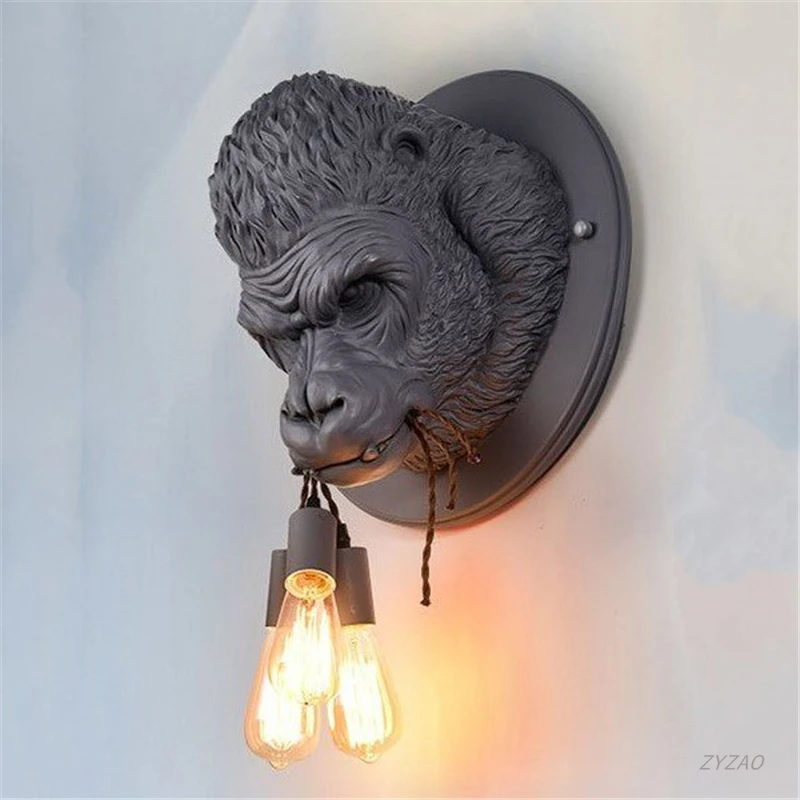 Скандинавская полимерная настенная лампа Gorilla Decor в стиле индастриал Лофт ретро