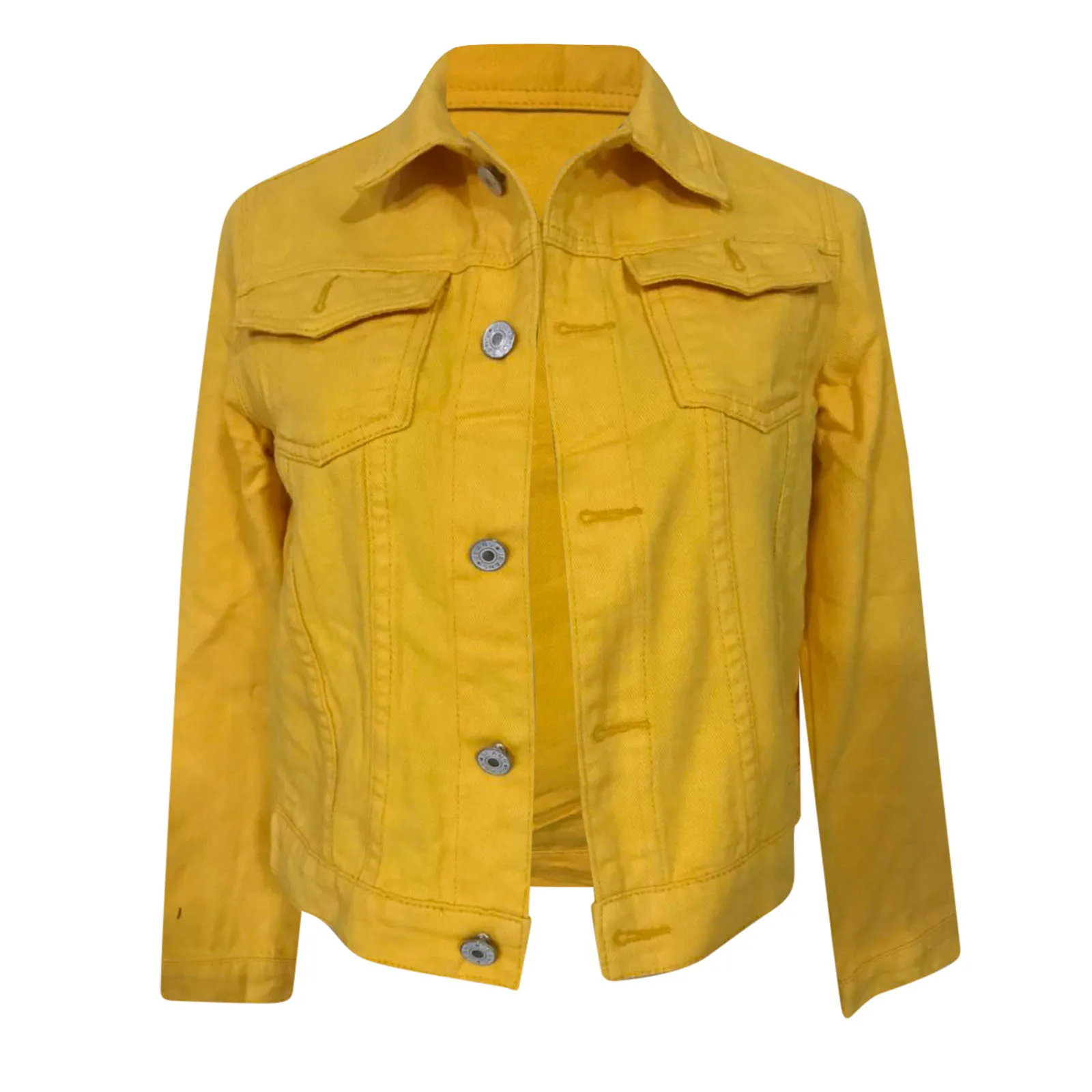 Yellow Jean Jacket For Women One Size Korean Style Denim Coat 2021 Spring  Fall New Short Plus Size Jeans Jackets With Pocket - Jackets - AliExpress