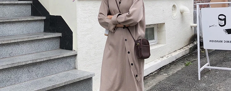 2021 Autumn Plus Size 4XL Women Dress Loose Long Sleeve Ladies Vestidos Khitted Design Button Dresses V-Neck Brand Robe KE1881