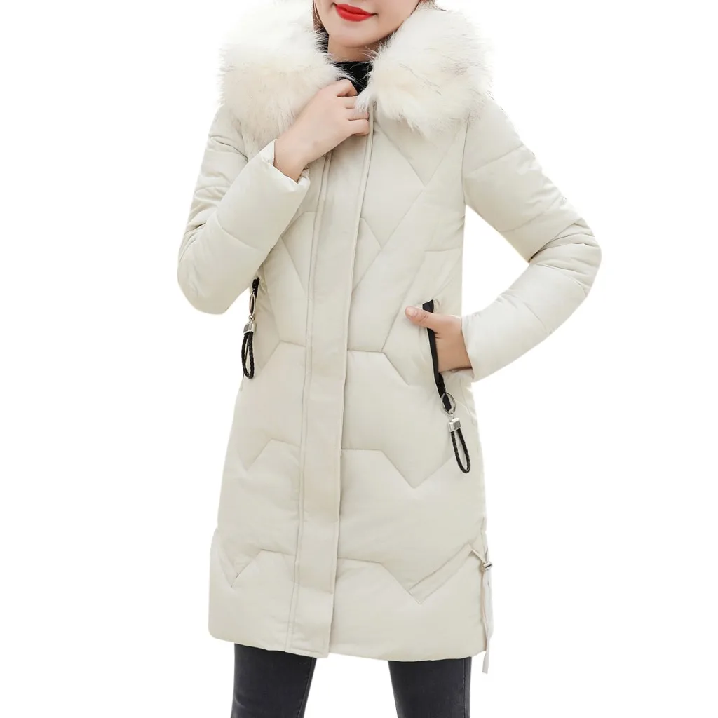 Модное женское повседневное зимнее пальто, абсолютное поле, куртка с хлопковой подкладкой, теплая верхняя одежда, парки с капюшоном, горячая распродажа - Цвет: White