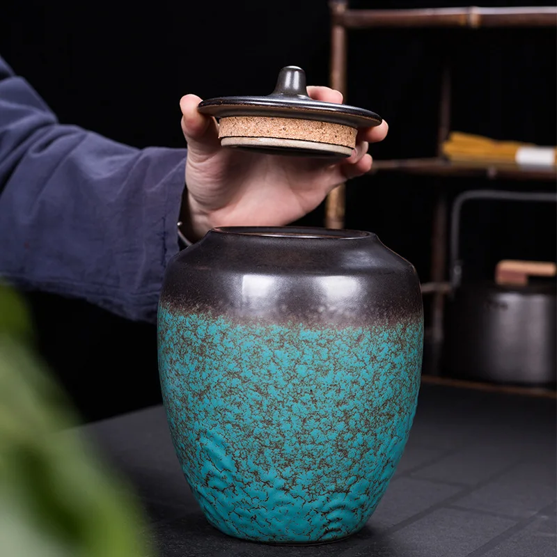 8" Large-Sized Funeral Urn Cremation Urns for PET Human Ashes Adult Made in Ceramics With Manual Relief Display Burial Urns