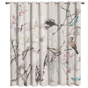 

Gray China Flower And Brid Window Treatment Ideas For Large Windows Bedroom Curtains Window Curtains Living Room Curtains