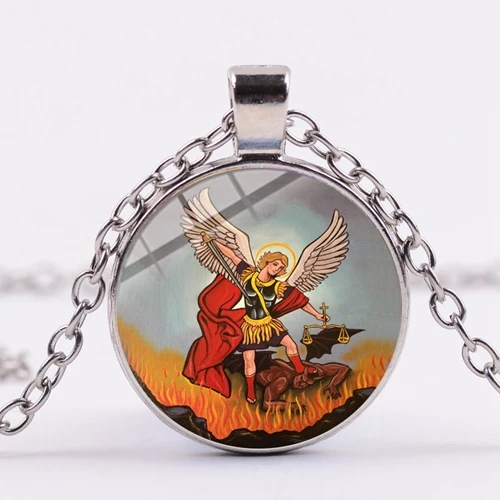 SONGDA Archangel St. Подвеска с Майклом защитите меня Святой щит Ангел защита стекло драгоценный камень кулон Orhodox амулет христианские ювелирные изделия - Окраска металла: Style 4