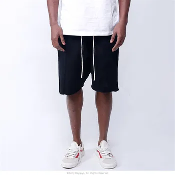 

Mens Knee-length Cotton Shorts with Elastic Drawstring Waist Men's Sweatshort with Side Pockets Summer Hip hop men Shorts Pants