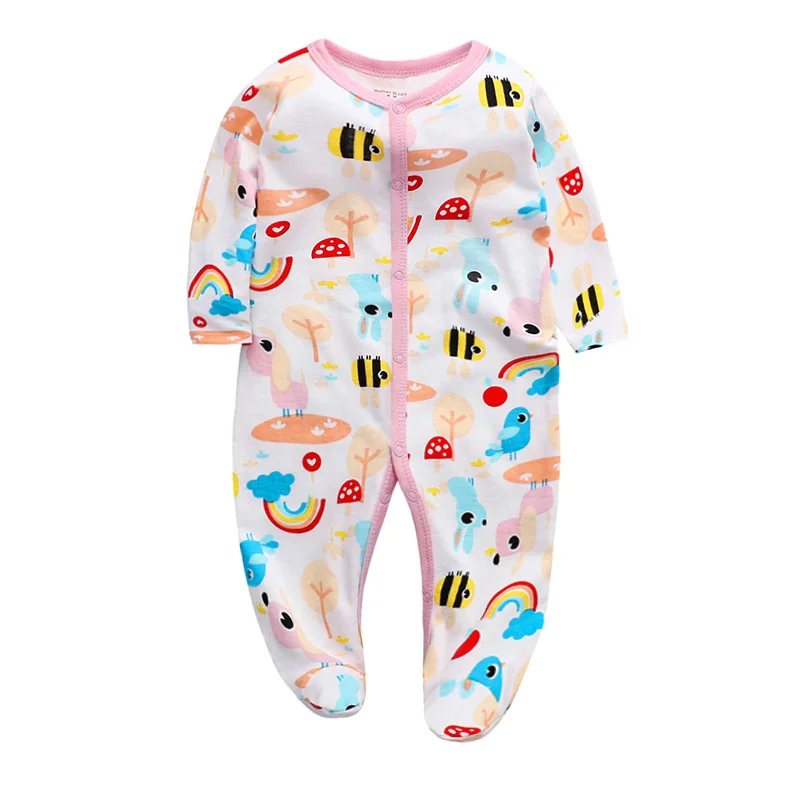 newborn footed sleeper pajama baby girls jumpsuit 3 6 9 12 months coton Infant boys clothing - Цвет: Синий