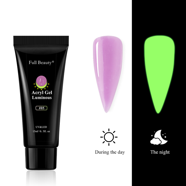 Glowing In Dark Poly UV Extension Gel Luminous Acrygel For Nail Neon Design Reflective Varnishes For Manicure Decor FB1832