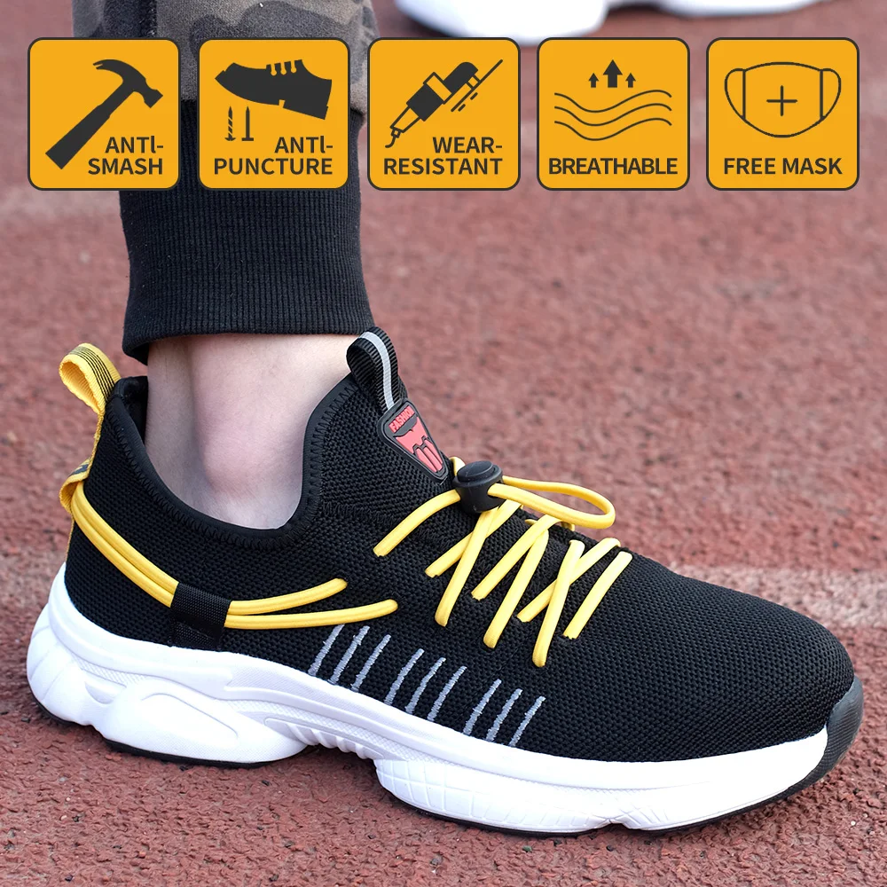 

Men Work Safety Shoes Indestructible Work Sneakers Puncture-Proof Breathable Flexibility Steel Toe Shoes Wear Resistant