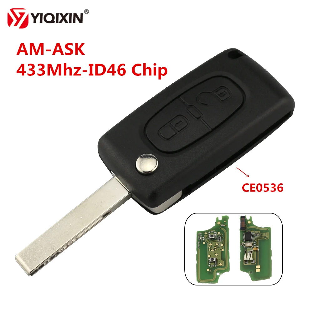 

YIQIXIN 2 кнопочный Автомобильный Дистанционный ключ для Peugeot 207 208 307 308 408 433 МГц ID46 чип-транспондер PCF7961 HU83 Blade CE0536