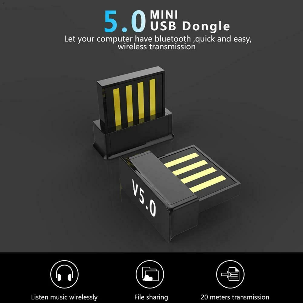 Bluetooth adapter Nano USB Bluetooth 5.0, wireless audio stick receiver for PC Windows 10 8 7