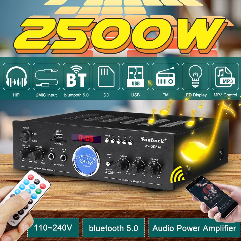 10 220V Eindversterker Audio Stereo Amp Mixer Usb Fm 2500W Versterker|Versterker| - AliExpress