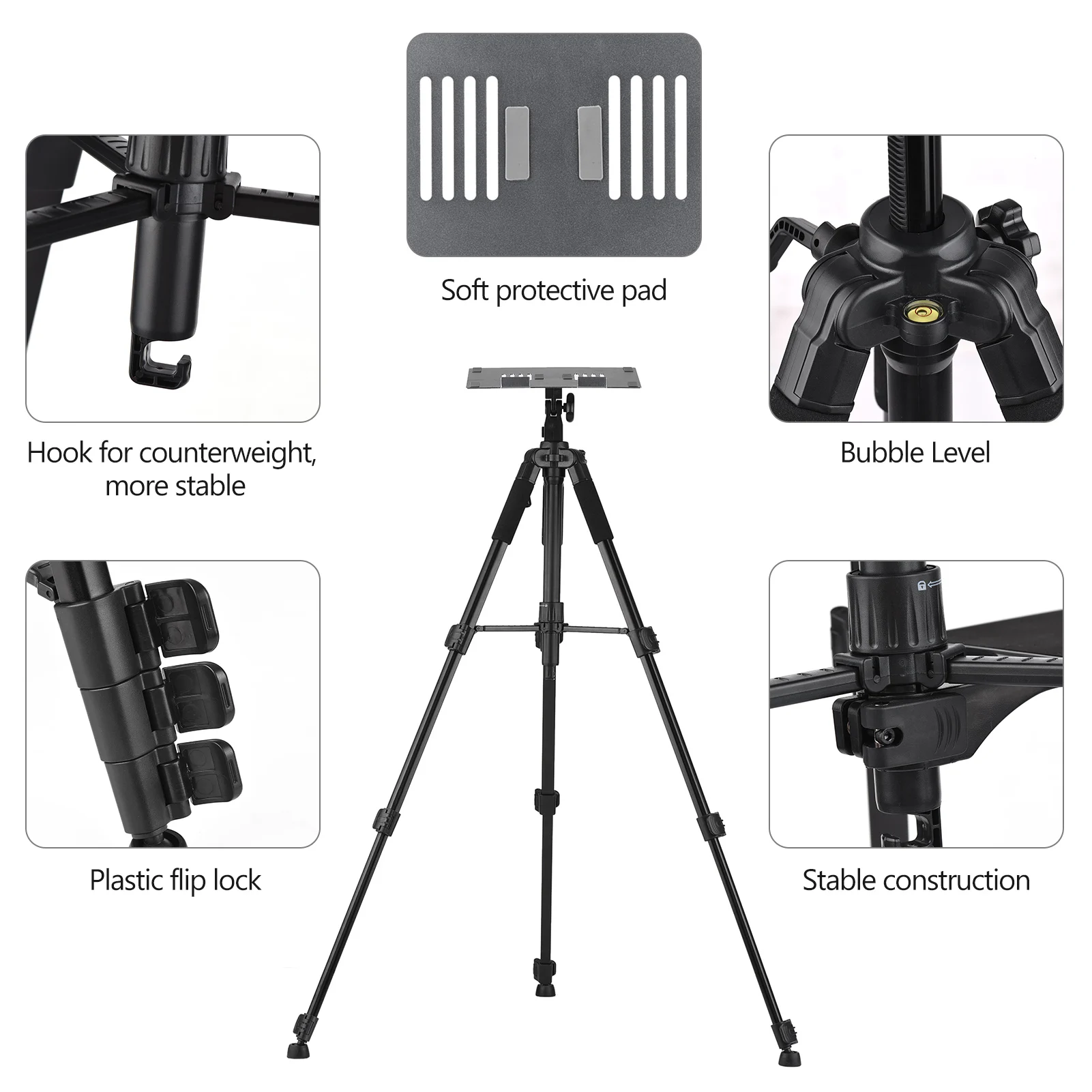 Projector Stand Tripod Portable Laptop Tripod Stand Adjustable Height 19.6 Inch to 58.6Inch w/ Plate for Projector Laptop 2 Projector Stand Tripod Portable Laptop Tripod Stand Adjustable Height 19.6 Inch to 58.6Inch w/ Plate for Projector Laptop - Image 2