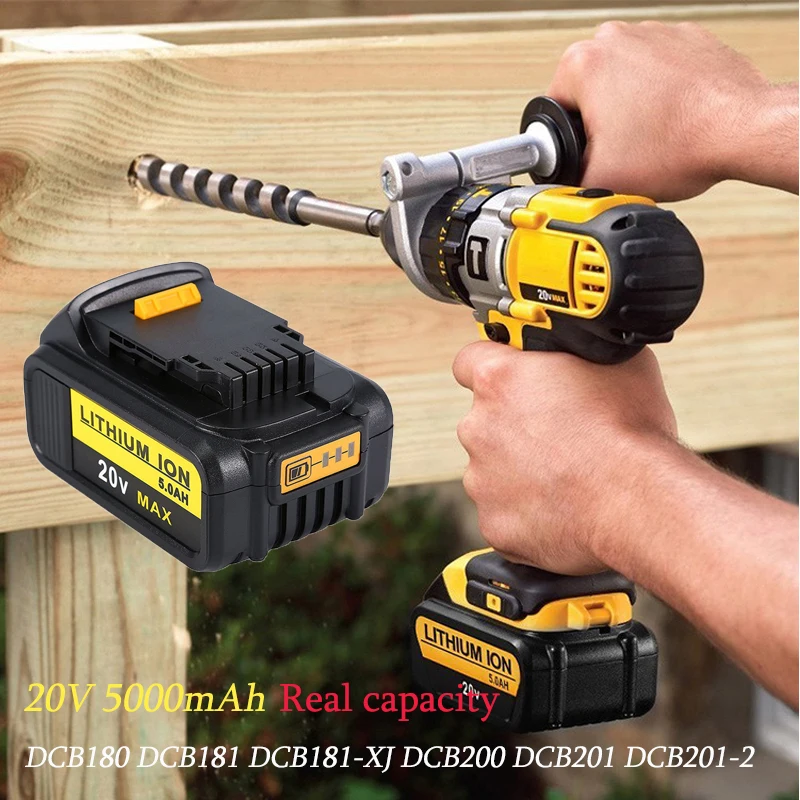 Высокое качество реальный 5000 мАч 20V для Dewalt Мощность инструмент Батарея DCB180 DCB181 DCB181-XJ DCB182 DCB201 DCB201-2 DCB200 DCB200-2