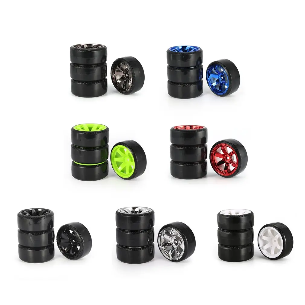 4Pcs RC Drifting Tire Set Hard Plastic Hard Tyre Set for  HSP Tamiya HPI RC On-road Vehicle Drifting Car Spare Parts Accs