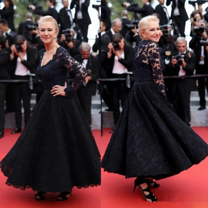 

Cannes Film Festival Mother Of The Bride dresses 2019 Sleeves V Neck Ankle Length plus Lace For Weddings vestidos evening dress