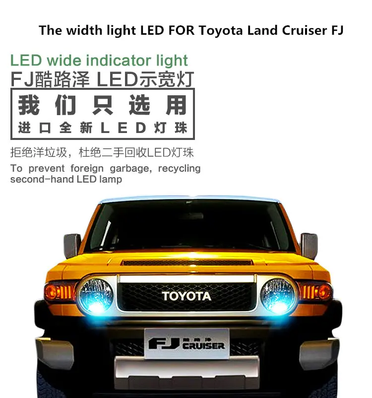 Широкий светильник светодиодный для Toyota Land Cruiser FJ T10 5000 K, передний светильник, профиль, светильник Land Cruiser FJ, головной светильник, модификация