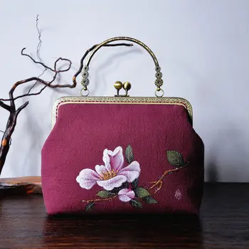 

High-End Chinese-Style Retro Hand-Painted Bag with Cheongsam Bag Dress Handbag Creative Women's Bag Shoulder Small Carrying Bag
