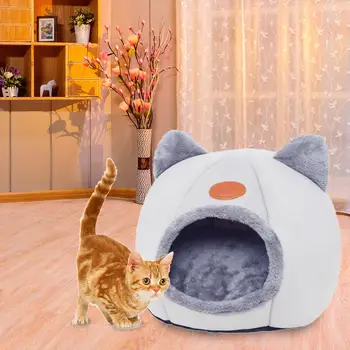 

Warm House For Cat Dog Pet Litter Semi-Closed Kennel Winter Warm Nest Soft Plus Velvet Deep Sleep Mat Pad Pet Nest 1.17