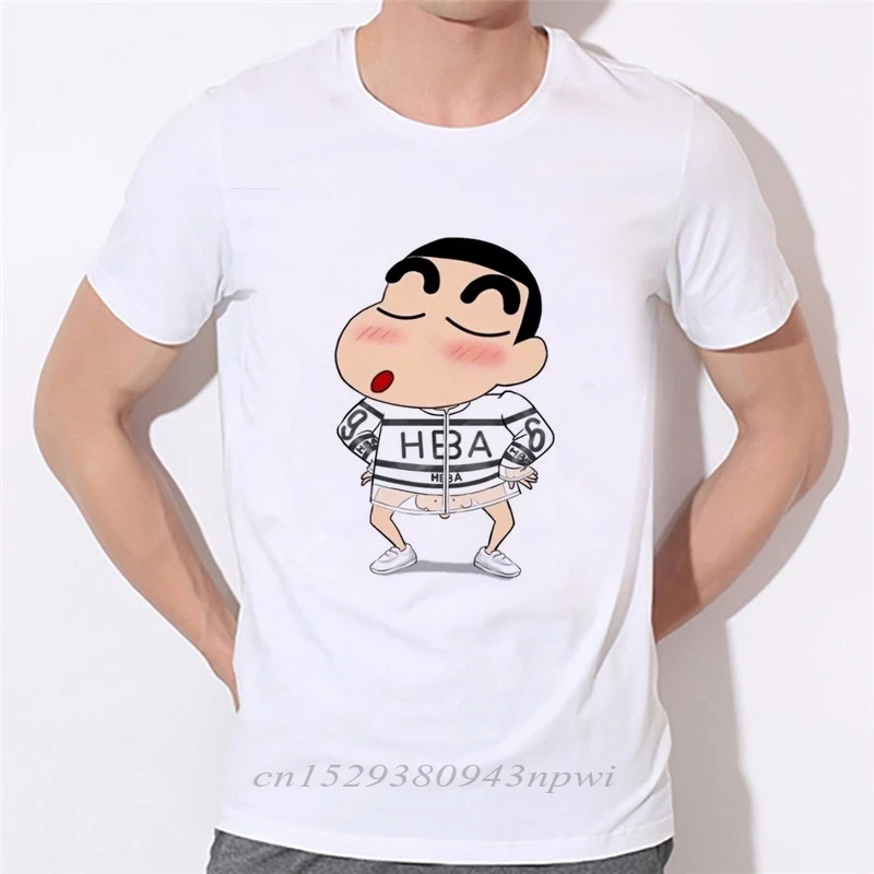 Crayon shin chan одежда японское аниме Мужская футболка футболки белый топ для большого
