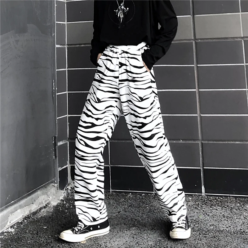 

Zebra Animal Print Elegant Pants Capris Harajuku Elastic Waist Trousers Ladies Casual Office Pants Women Streetwear 2020