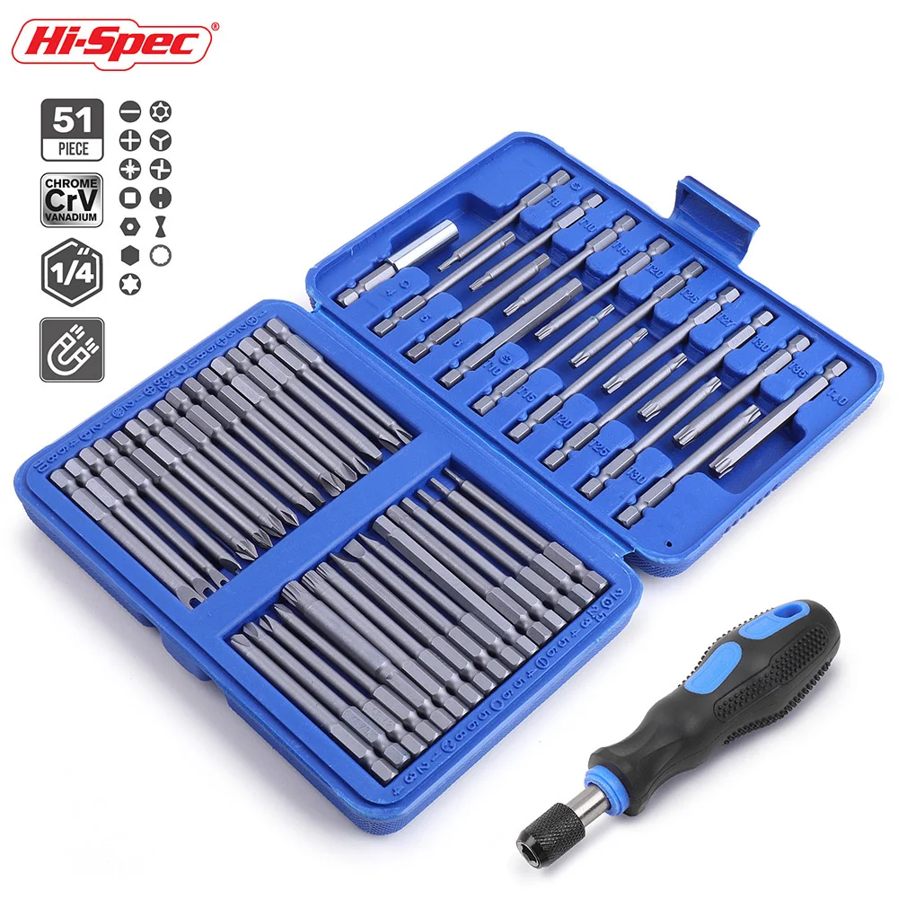Hi Spec Hex Long Handle Screwdriver Set Security Head 1/4 Screwdriver