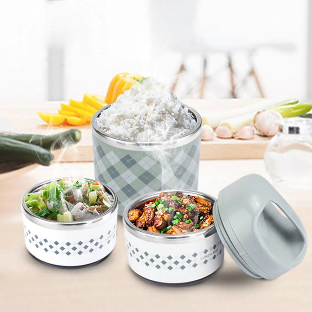 Stainless Steel 2/3 Layer Insulated Thermal Lunch Box Food Storage Container