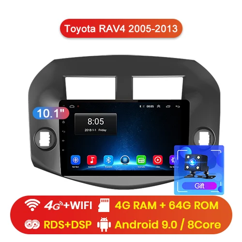 Junsun V1 2G+ 32G Android 9,0 для Toyota RAV4 2005-2007-2013 автомобильный Радио Мультимедиа Видео плеер навигация gps 2 din dvd - Цвет: 4G-WIFI 4-64GB