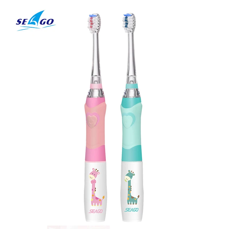 SEAGO Kids Sonic электрическая зубная щетка Красочный светодиодный водонепроницаемый мягкий уход за зубами гигиена полости рта 1 ручка 2 головки