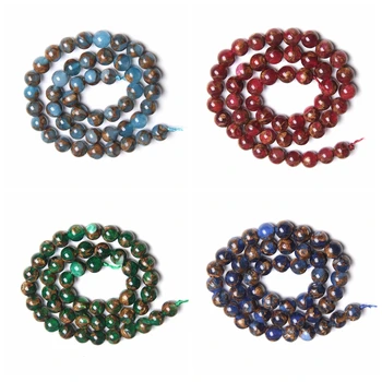 

Natural Cloisonne Colorful Stone Beads Polished Round Loose Bead 6/8/10/12MM 7.5-15.5'' For Jewelry Bead DIY Making Bracelet