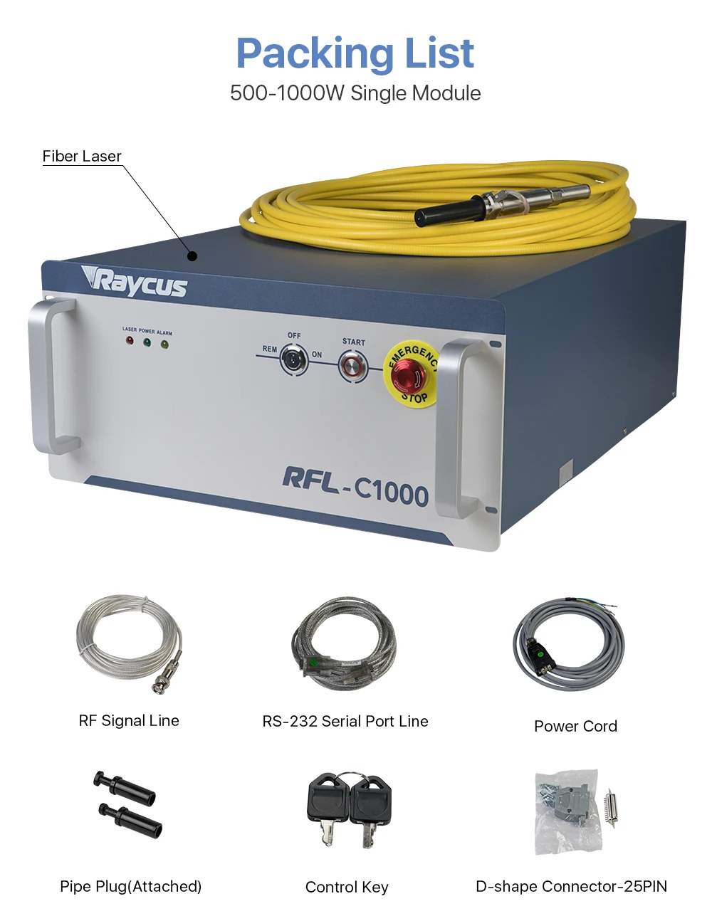 Raycus 500-1000 Вт одиночный модуль CW волоконные лазеры серии 1064nm для волоконной резки RFL-C500 RFL-C1000
