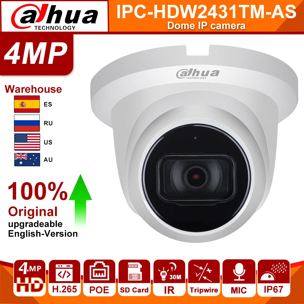 Dahua оригинальный IPC-HDW2431TM-AS 4MP HD POE Встроенный микрофон SD слот для карт H.265 IP67 30 м ИК