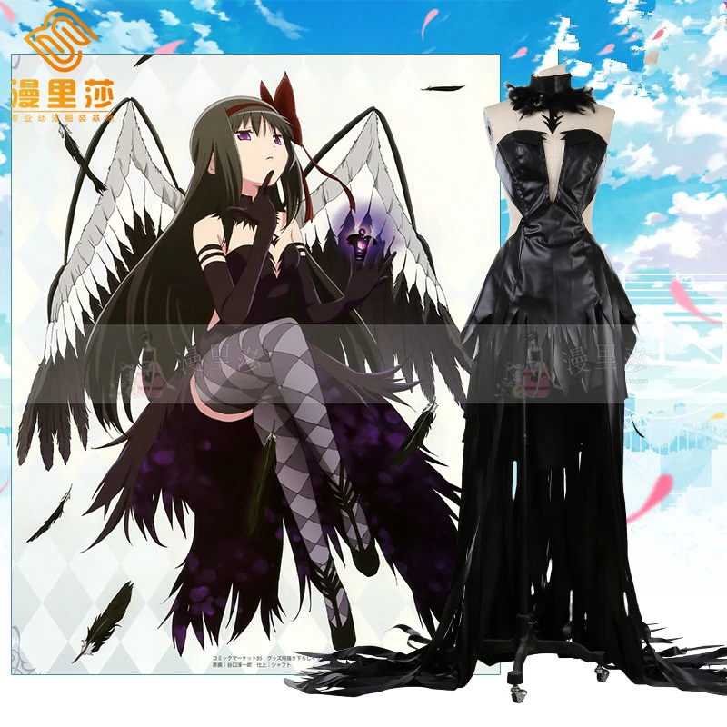 Аниме Puella Magi Madoka Magica Akemi Homura Devil Черный Косплей Костюм для женщин Униформа на