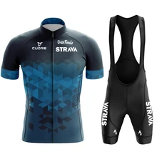 STRAVA-Conjunto de ropa de ciclismo profesional para hombre, camiseta de manga corta transpirable, pantalones cortos con almohadilla de Gel 5D, para verano, nuevo, 2022