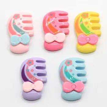 

20/100pcs Solid Bow Mini Comb Flat Back Cabochon Girl Planar Resin DollHouse DIY Crafts Phone Shell Decor Hair Accessories Kid