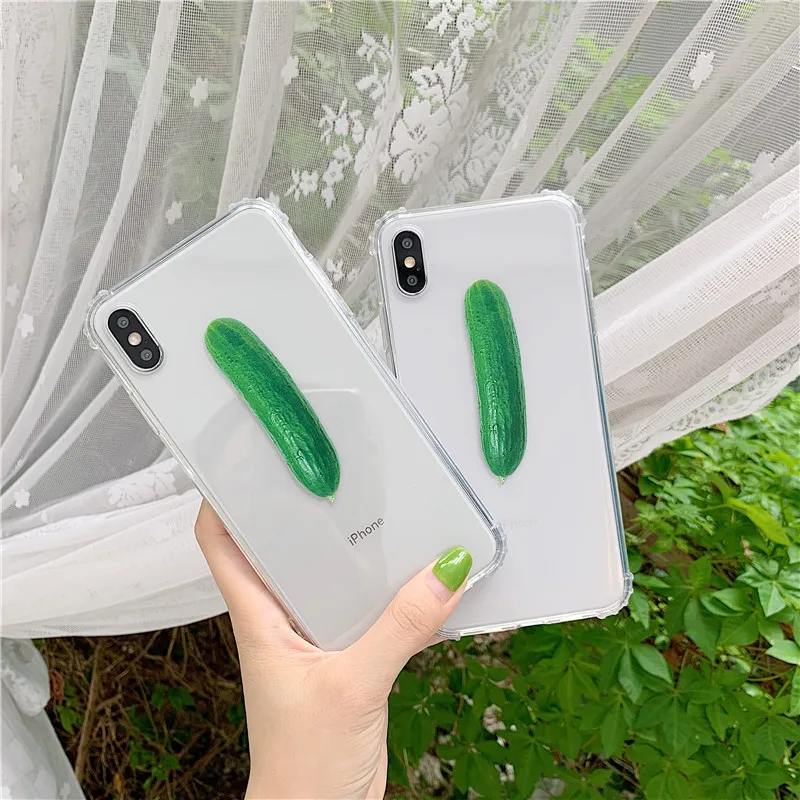 

Green Cucumber printing phone case for iPhone XS MAX case iPhone XR 6 6s Plus 7 8 Plus X XS transparent Shockproof back cover